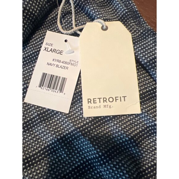 NWT - RETROFIT Brand Gray Navy Hoodie Jersey Top textured lightweight - Picture 4 of 7